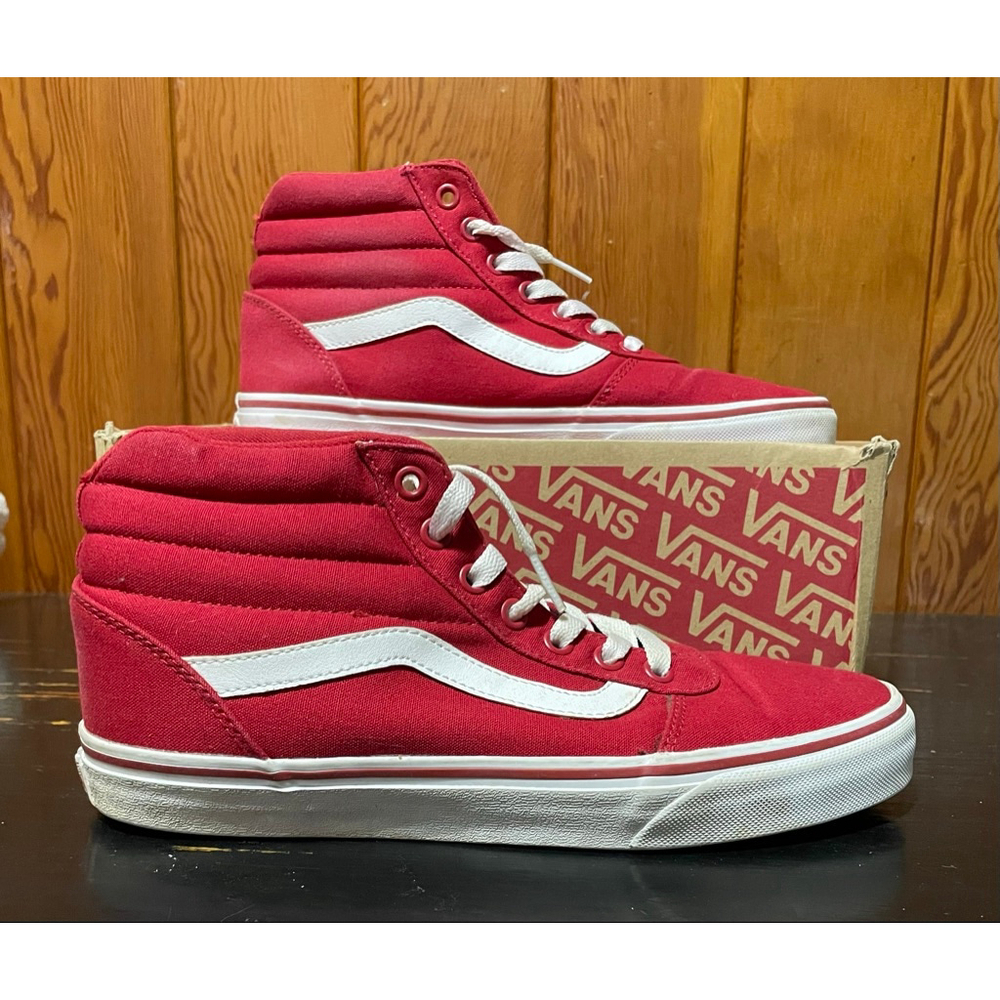 Women's Vans Red and White chili pepper High-Top Sneakers Size 9 men’s size 7.5